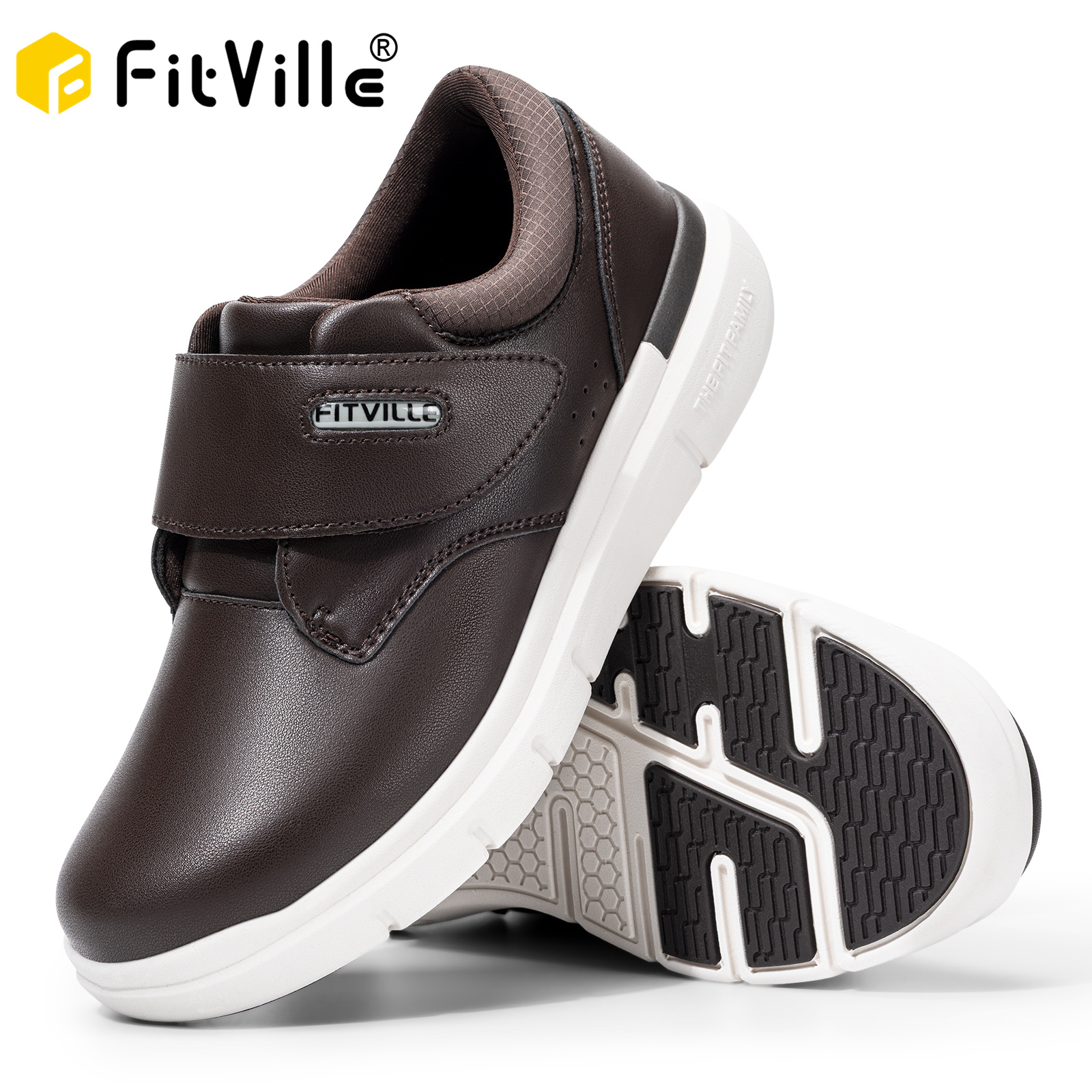 FitVille Men's Leather Shoes D - Men'S Shoes Diabetic ulasan dan harga