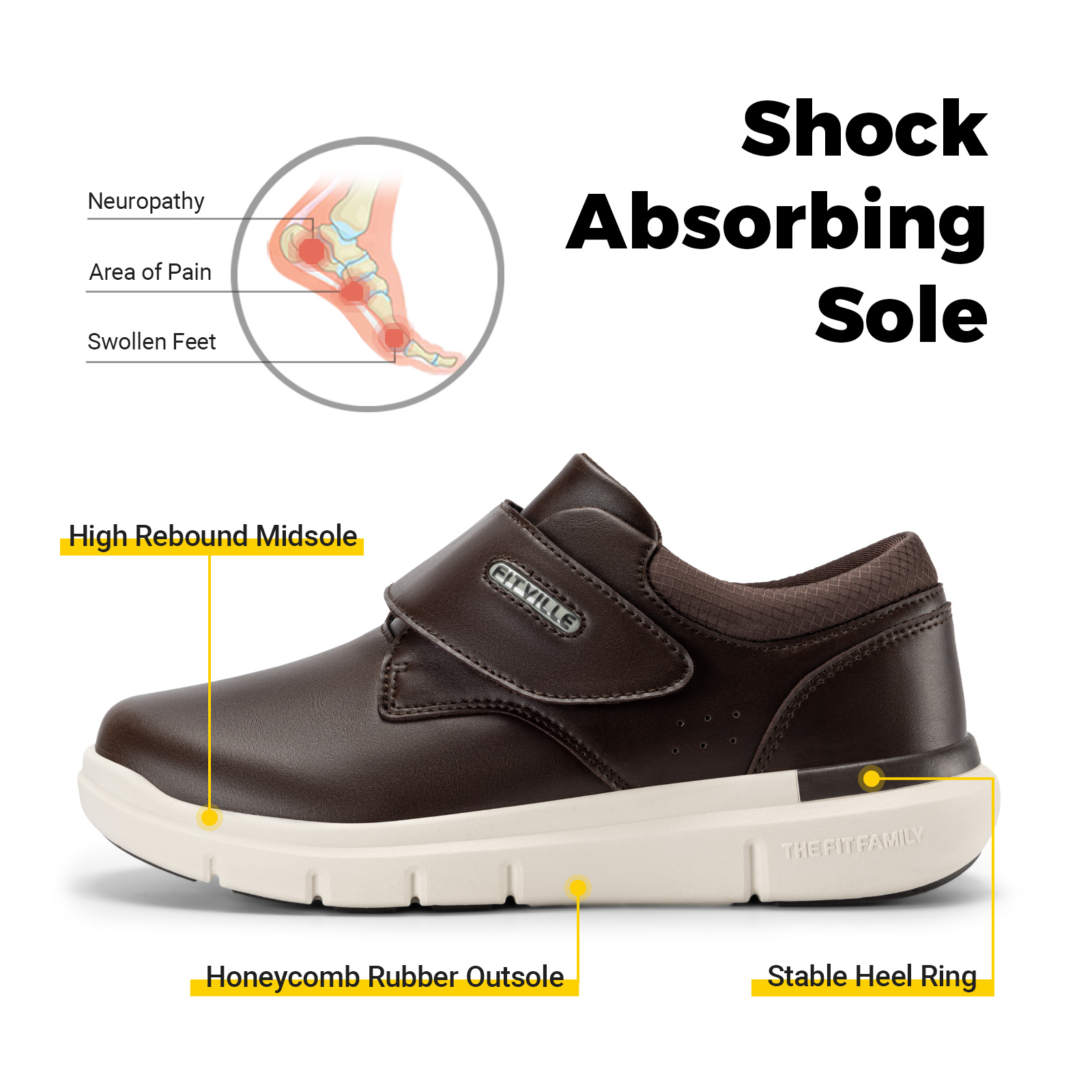 FitVille Men's Leather Shoes D - Men'S Shoes Diabetic ulasan dan harga