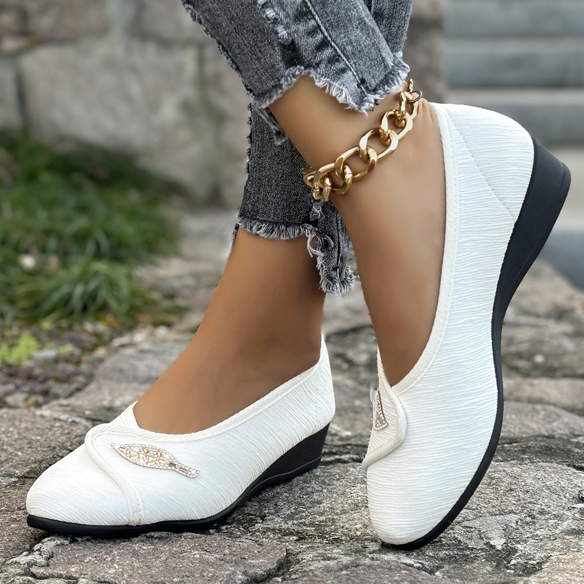 Women's Elegant Rhinestone Fla - Men Shoes Casual ulasan dan harga