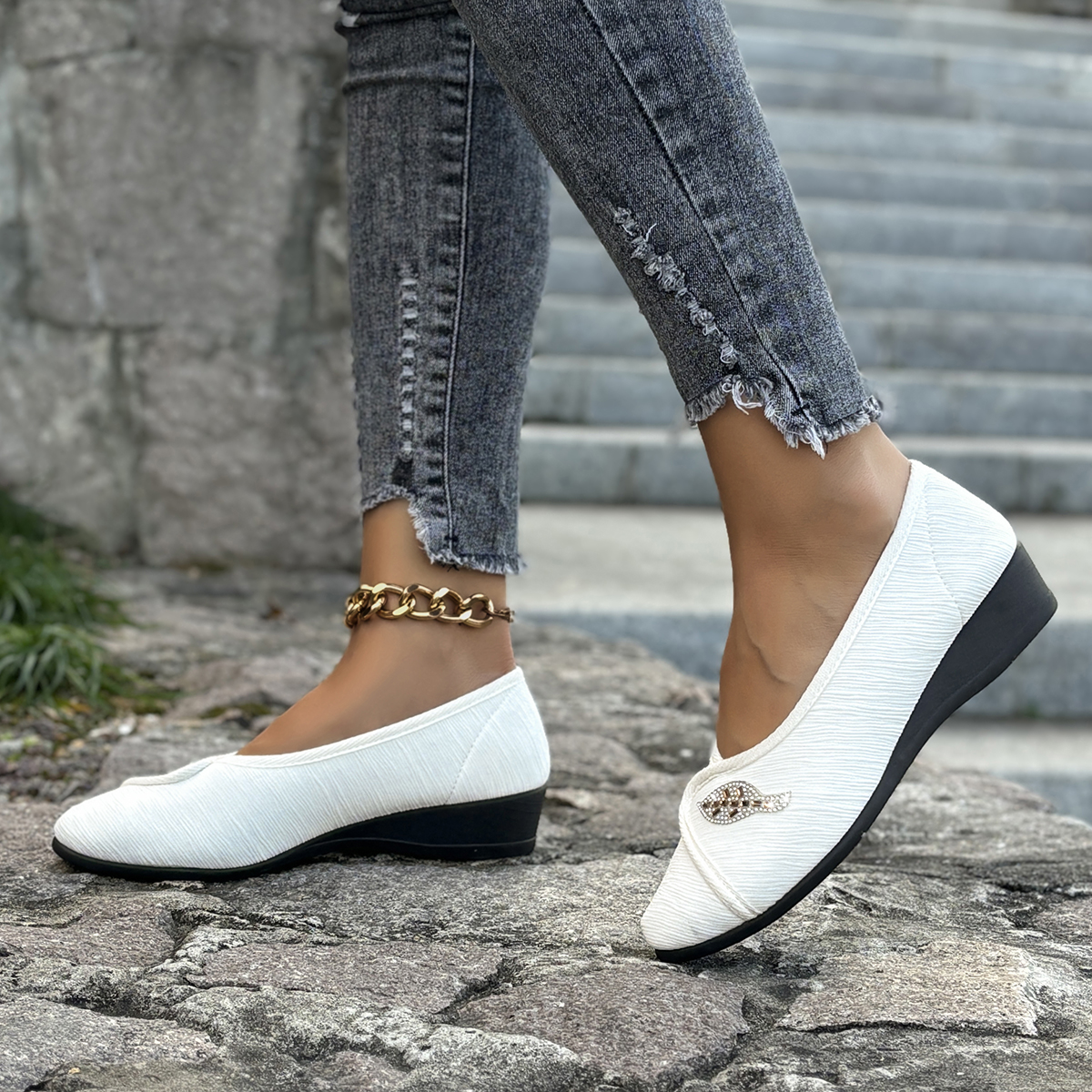 Women's Elegant Rhinestone Fla - Men Shoes Casual ulasan dan harga
