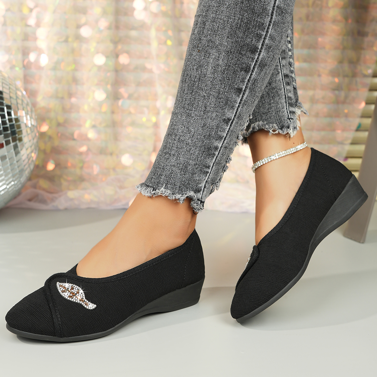 Women's Elegant Rhinestone Fla - Men Shoes Casual ulasan dan harga