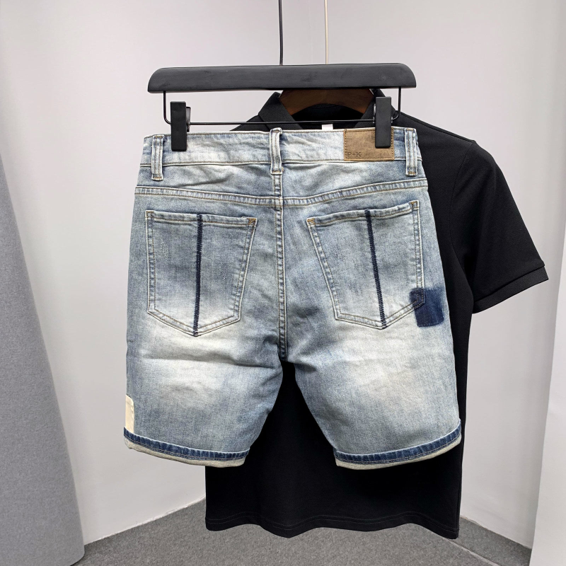 Straight Male Denim Shorts Rip - Men'S Shoes With Jeans ulasan dan harga