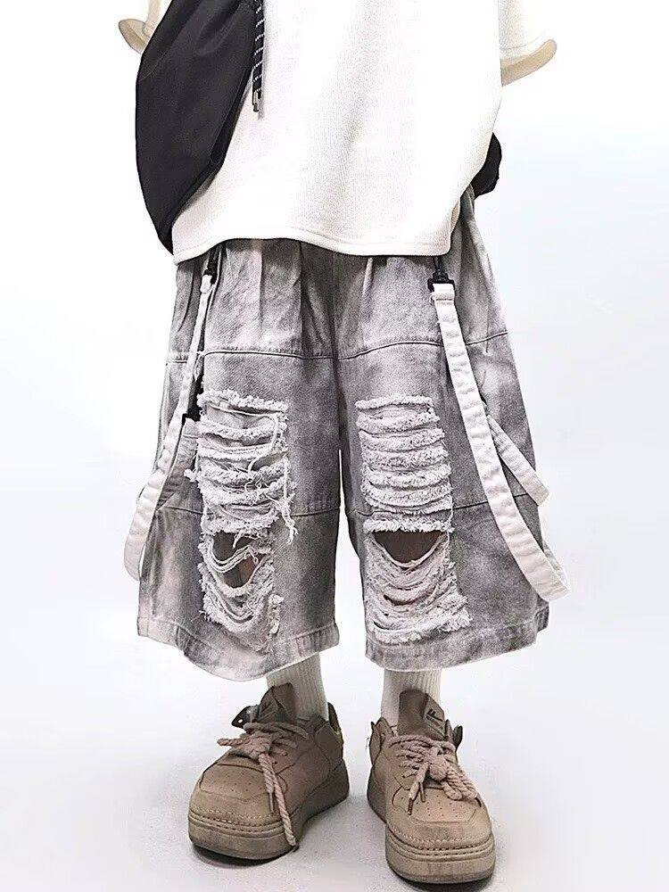 Retro Hip-hop Men's Ripped Jea - Men'S Shoes With Jeans ulasan dan harga